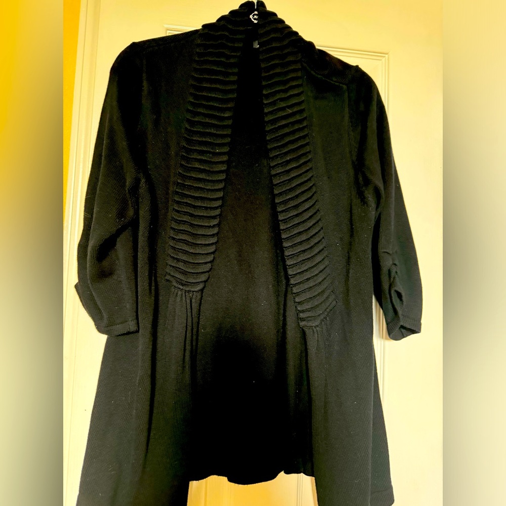Apt9 Black Cardigan Large 3/4 ruched sleeves No tags